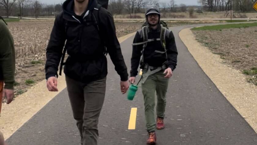 Two guys rucking in Madison, Wisconsin