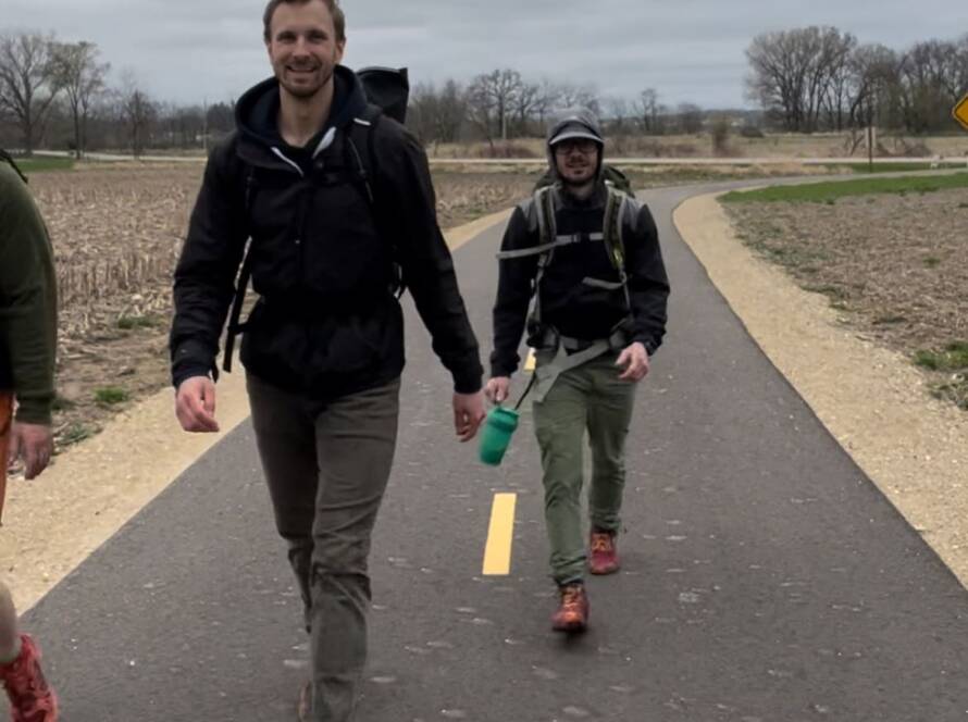 Two guys rucking in Madison, Wisconsin