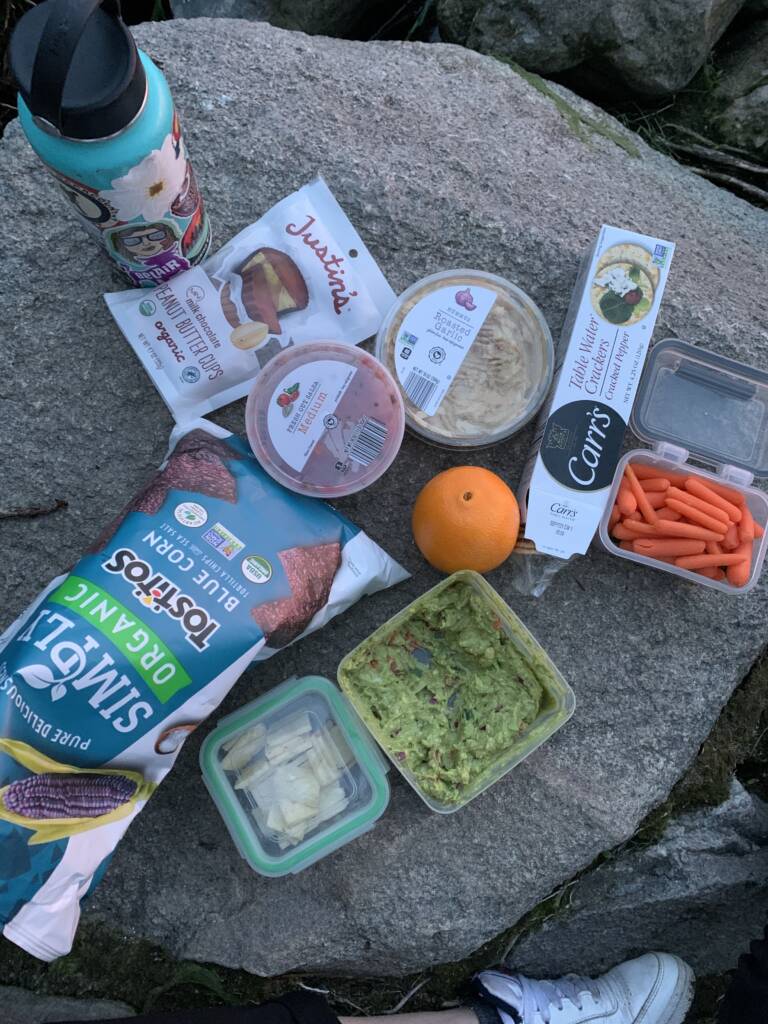 a full spread of snacks to keep an outdoor athlete full of nutrution