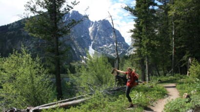 Tess on a trail to the summit while chasing fourteeners