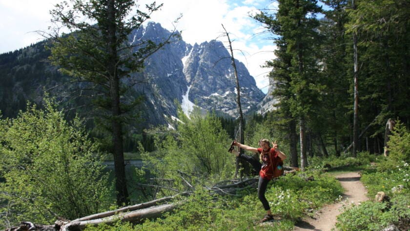 Tess on a trail to the summit while chasing fourteeners