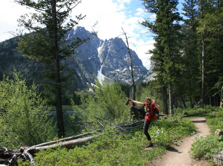 Tess on a trail to the summit while chasing fourteeners