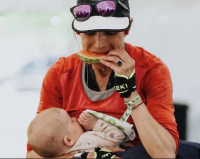 Stephanie Case stopped three times during the 100k race to breastfeed her infant daughter