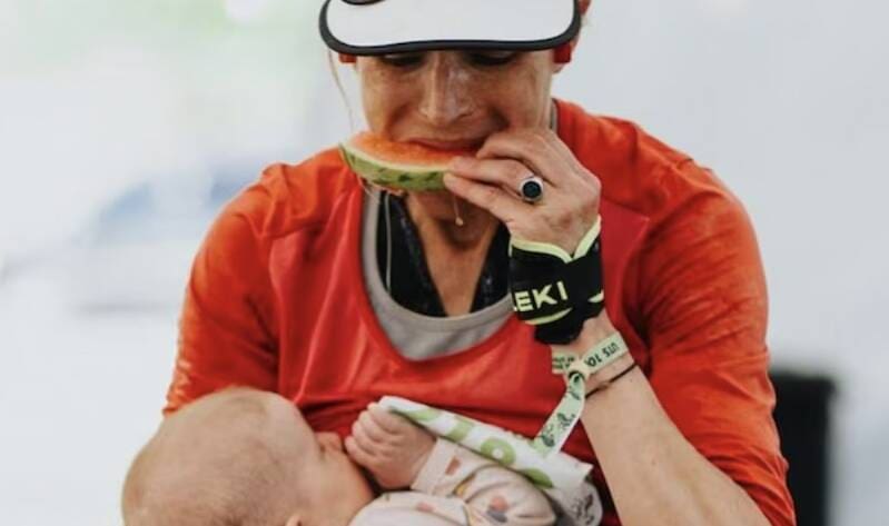 Stephanie Case stopped three times during the 100k race to breastfeed her infant daughter