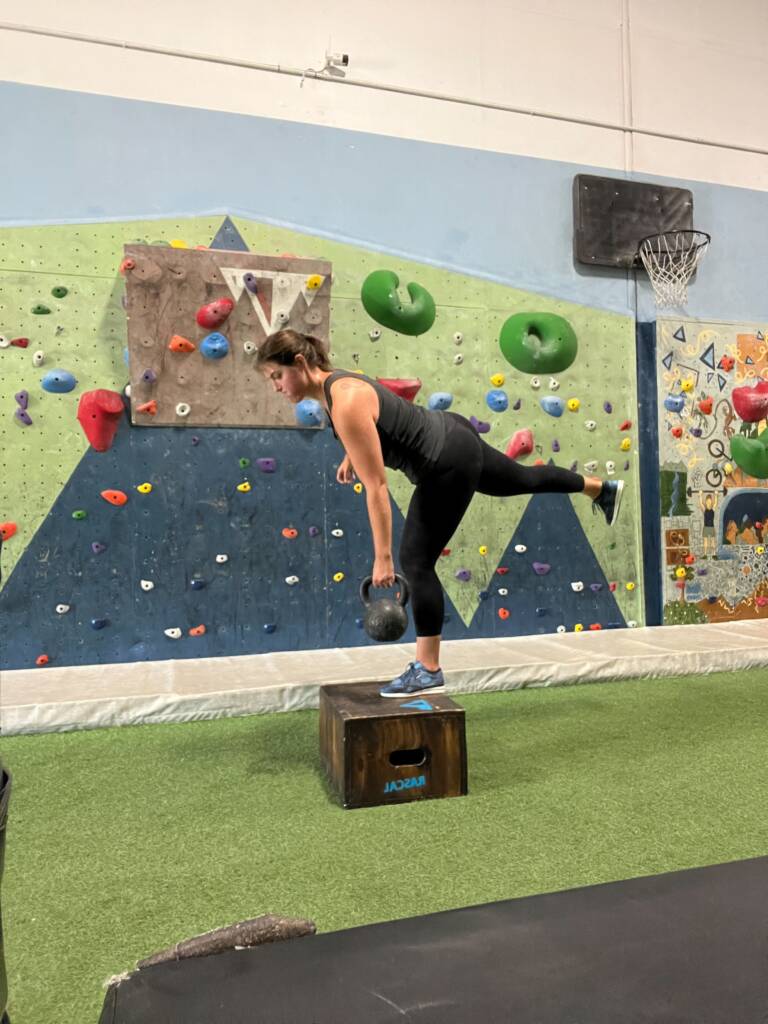 Courtney combining balance training with strength training.