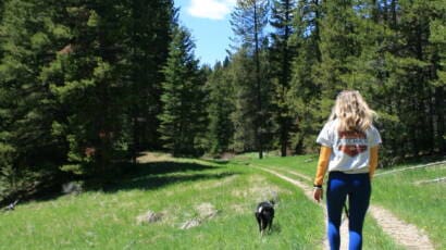Tess hiking on mountain trails in colorado
