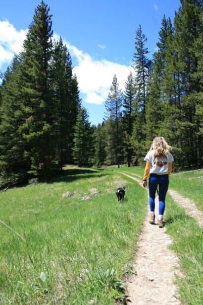 Tess hiking on mountain trails in colorado
