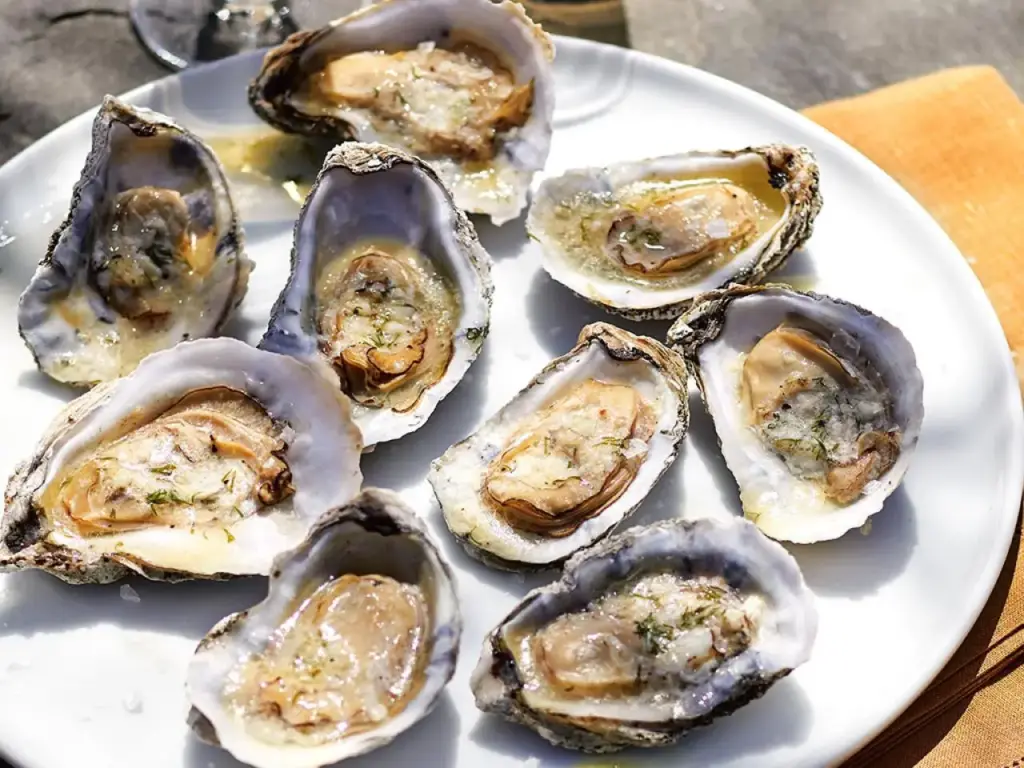 A dish of raw oysters on the half shell