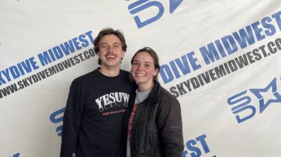 Trying New Things: Photo taken post-skydiving for the first time at Skydive Midwest