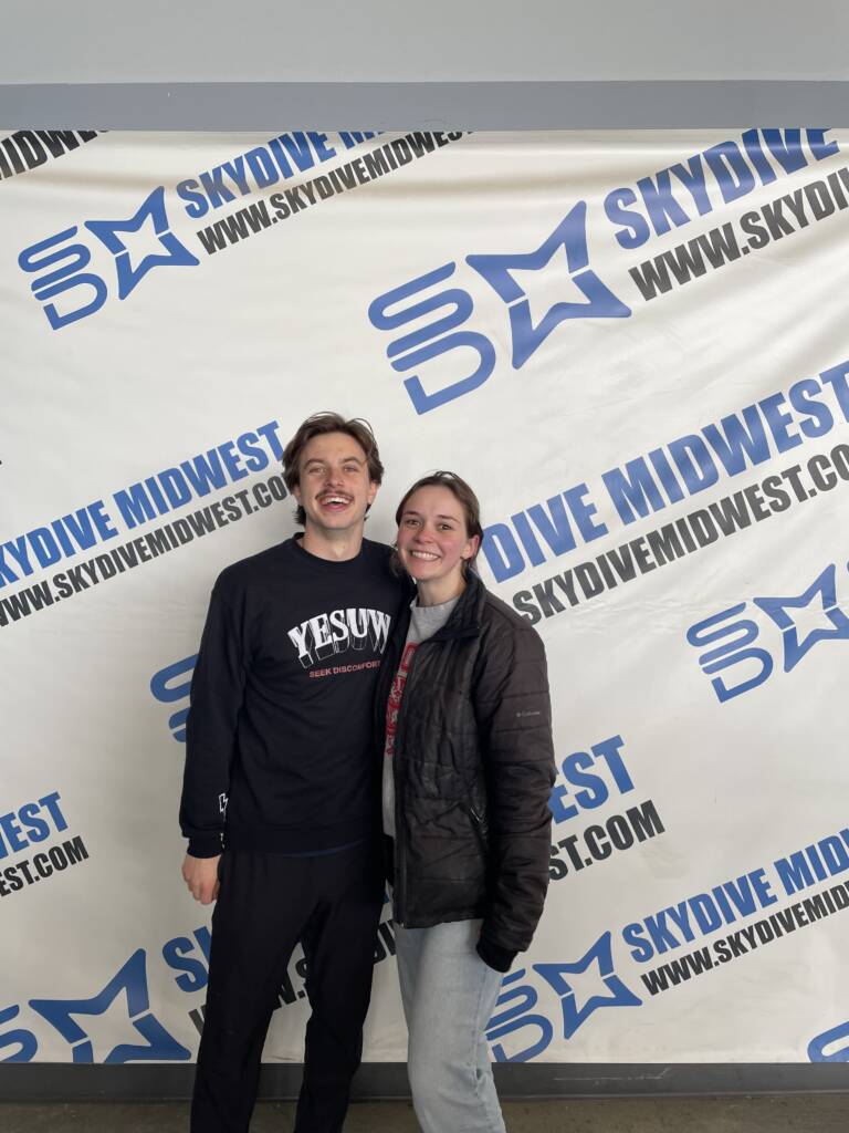 Trying New Things: Photo taken post-skydiving for the first time at Skydive Midwest