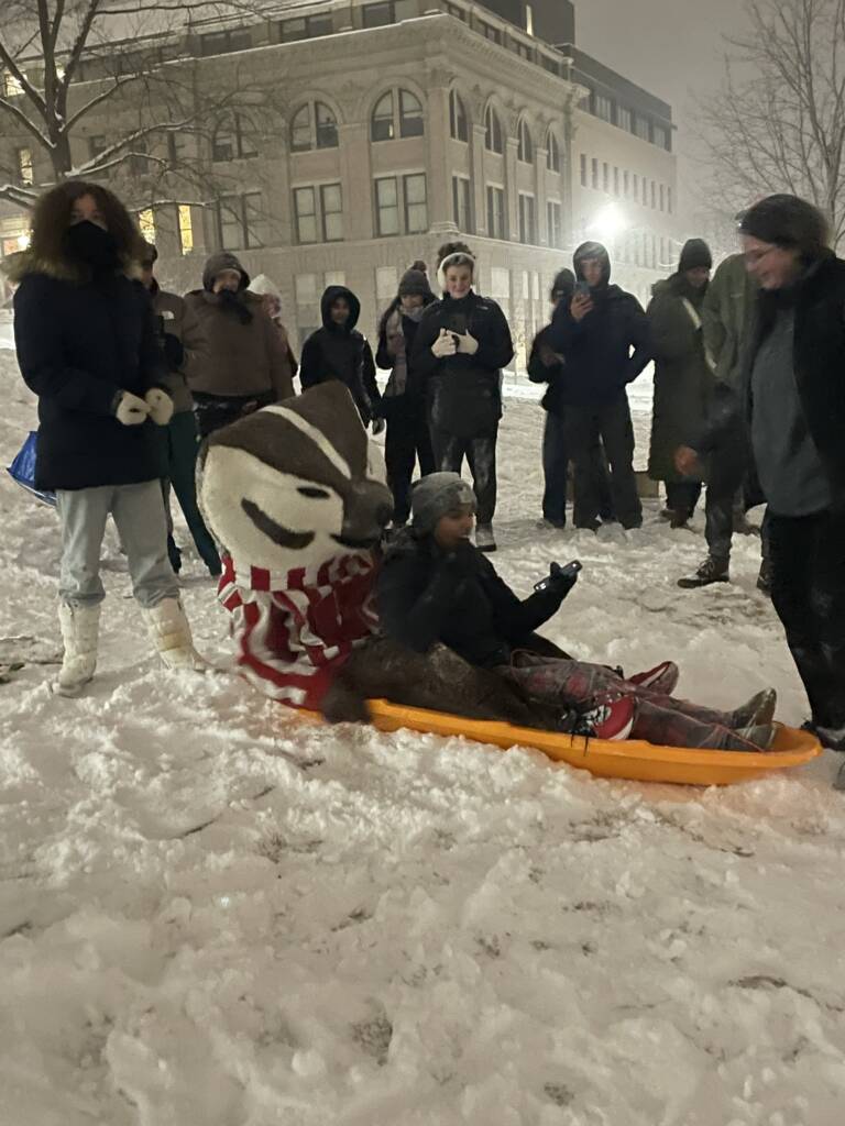 Trying New Things: Sledding down Bascom Hill with YesUW and Bucky Badger
