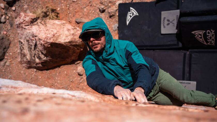 Coach Jolly learning new skills and rock climbing in vegas