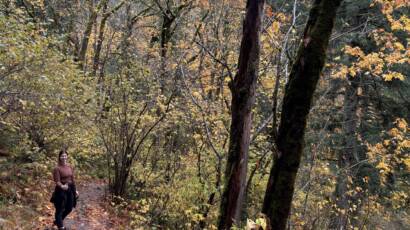 exercise and brain chemistry - courtney hiking in Oregon to support physical and mental health