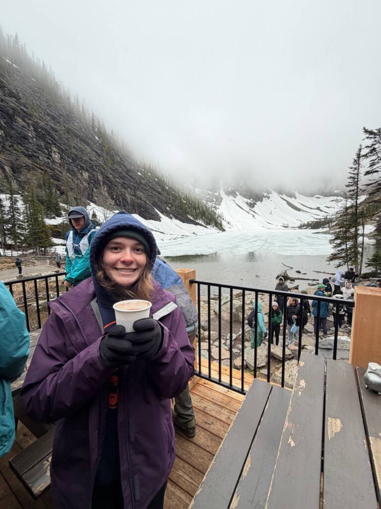 Megan at the top of the Little Beehive Teahouse hike in Banff National Park.