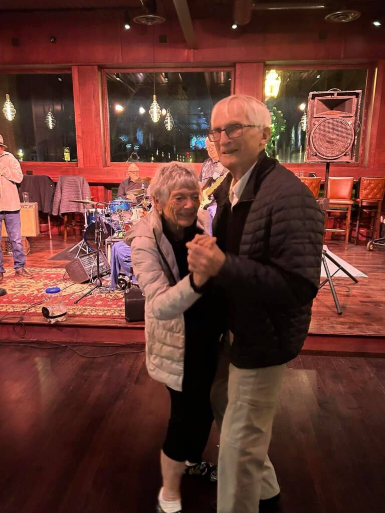 Poppy dancing with his wife. He is able to dance because he has been training for a lifetime of movement
