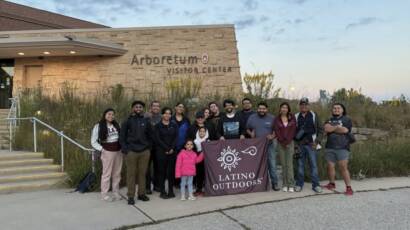Latino Outdoors Wisconsin after a group walk at the Madison Arboretum