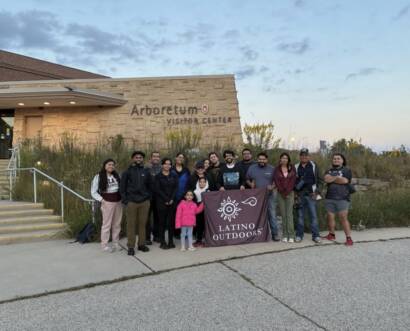 Latino Outdoors Wisconsin after a group walk at the Madison Arboretum
